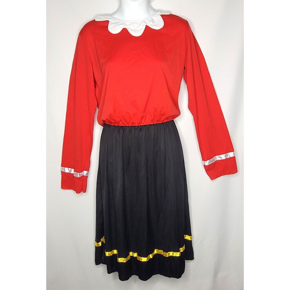 Olive Oyl Popeye Costume Dress Med Lrg 10-14 Red